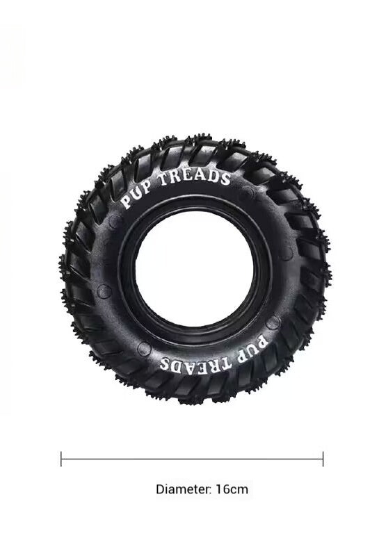 Rope Tire Dog Toy – Durable Rubber Chew Toy with Cotton Rope for Dogs
