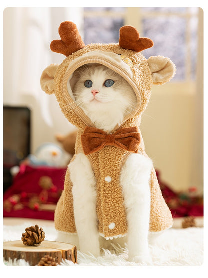 Christmas Pet Cloak – Cute Cartoon Cat Costume & Funny Dog Outfit