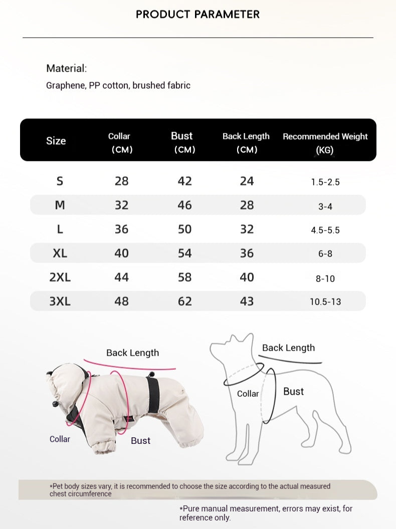 Dog Winter Jacket – Waterproof Four-Legged Cotton Coat