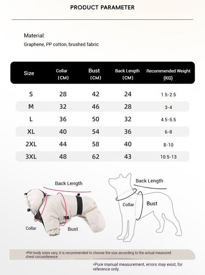 Dog Winter Jacket – Waterproof Four-Legged Cotton Coat