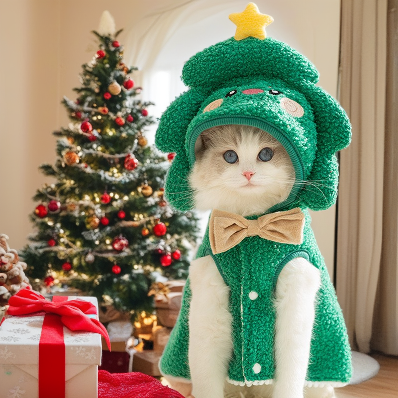 Christmas Pet Cloak – Cute Cartoon Cat Costume & Funny Dog Outfit