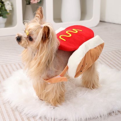 Funny Hot Dog Dog Costume – Halloween Pet Dress Up Outfit