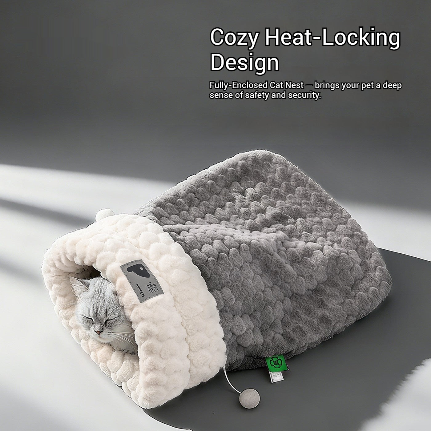 Warm Cat Bed – Enclosed Plush Sleeping Bag for Winter