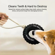 Rope Tire Dog Toy – Durable Rubber Chew Toy with Cotton Rope for Dogs