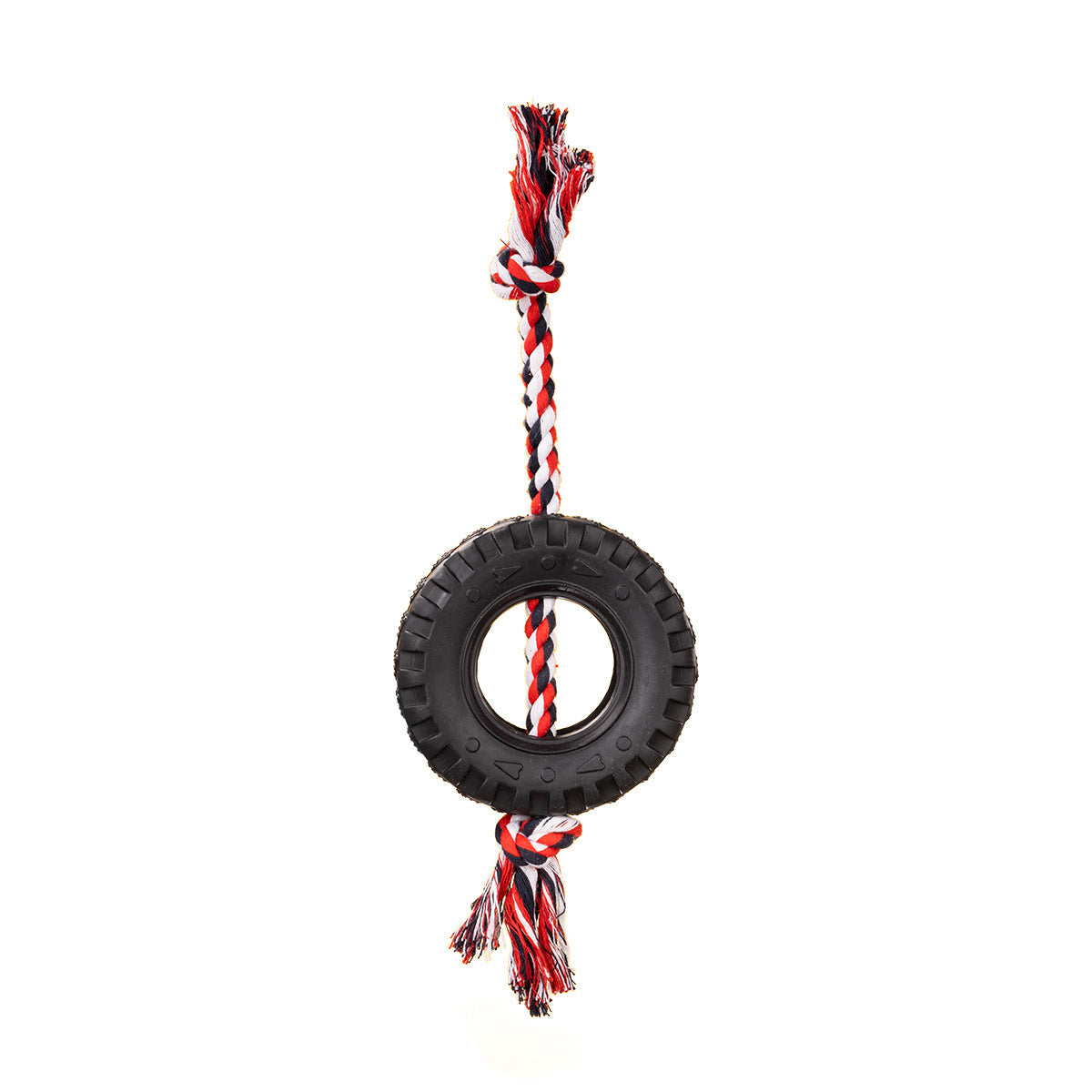 Rope Tire Dog Toy – Durable Rubber Chew Toy with Cotton Rope for Dogs