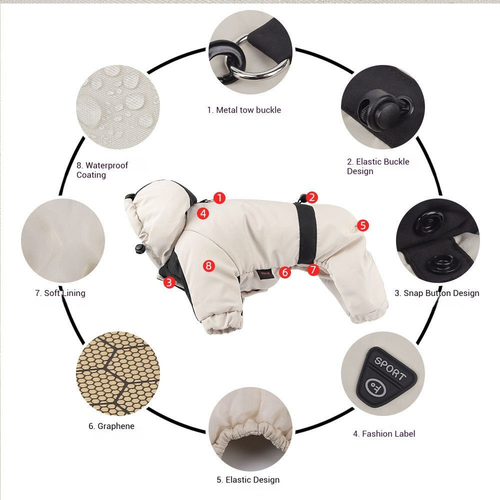 Dog Winter Jacket – Waterproof Four-Legged Cotton Coat