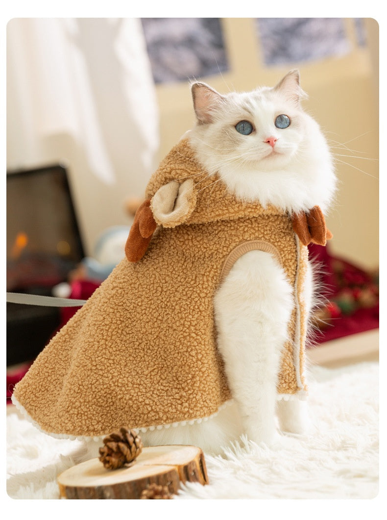 Christmas Pet Cloak – Cute Cartoon Cat Costume & Funny Dog Outfit