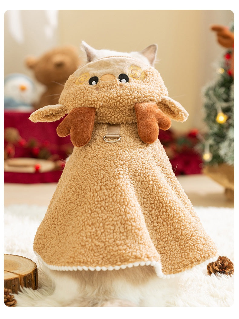 Christmas Pet Cloak – Cute Cartoon Cat Costume & Funny Dog Outfit