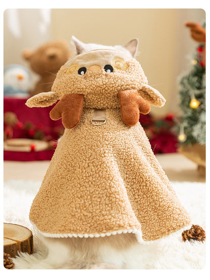 Christmas Pet Cloak – Cute Cartoon Cat Costume & Funny Dog Outfit