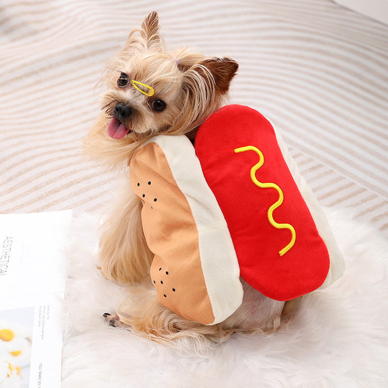 Funny Hot Dog Dog Costume – Halloween Pet Dress Up Outfit
