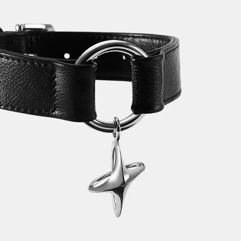 KNOWZA Leather Dog Collar for Medium & Large Dogs