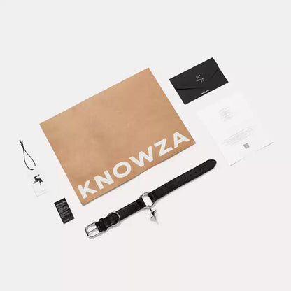 KNOWZA Leather Dog Collar for Medium & Large Dogs