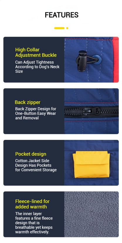 Waterproof Dog Winter Jacket – Warm Cotton Coat for Large Dogs