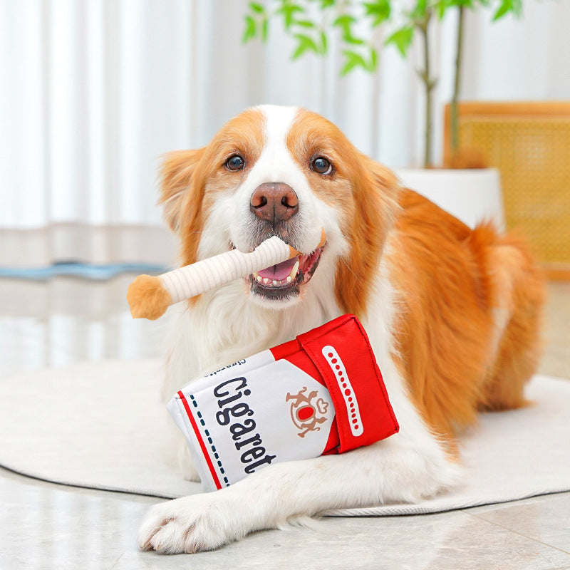 Dog Toy – Funny Cigarette Plush Chew Toy with Box