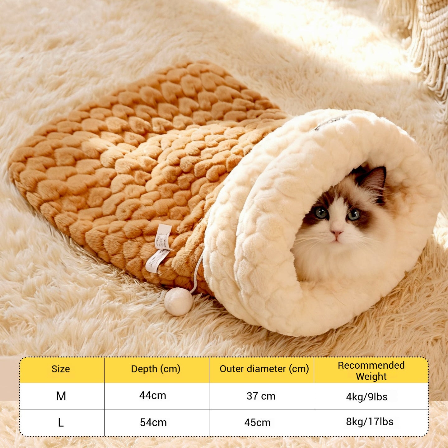 Warm Cat Bed – Enclosed Plush Sleeping Bag for Winter