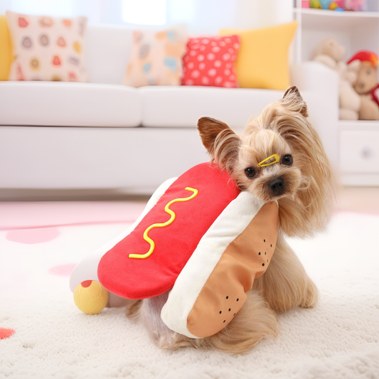 Funny Hot Dog Dog Costume – Halloween Pet Dress Up Outfit
