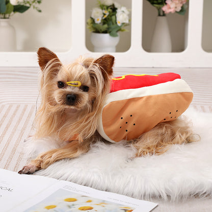 Funny Hot Dog Dog Costume – Halloween Pet Dress Up Outfit