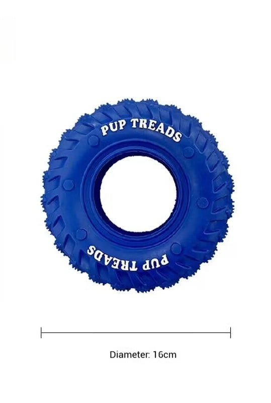 Rope Tire Dog Toy – Durable Rubber Chew Toy with Cotton Rope for Dogs